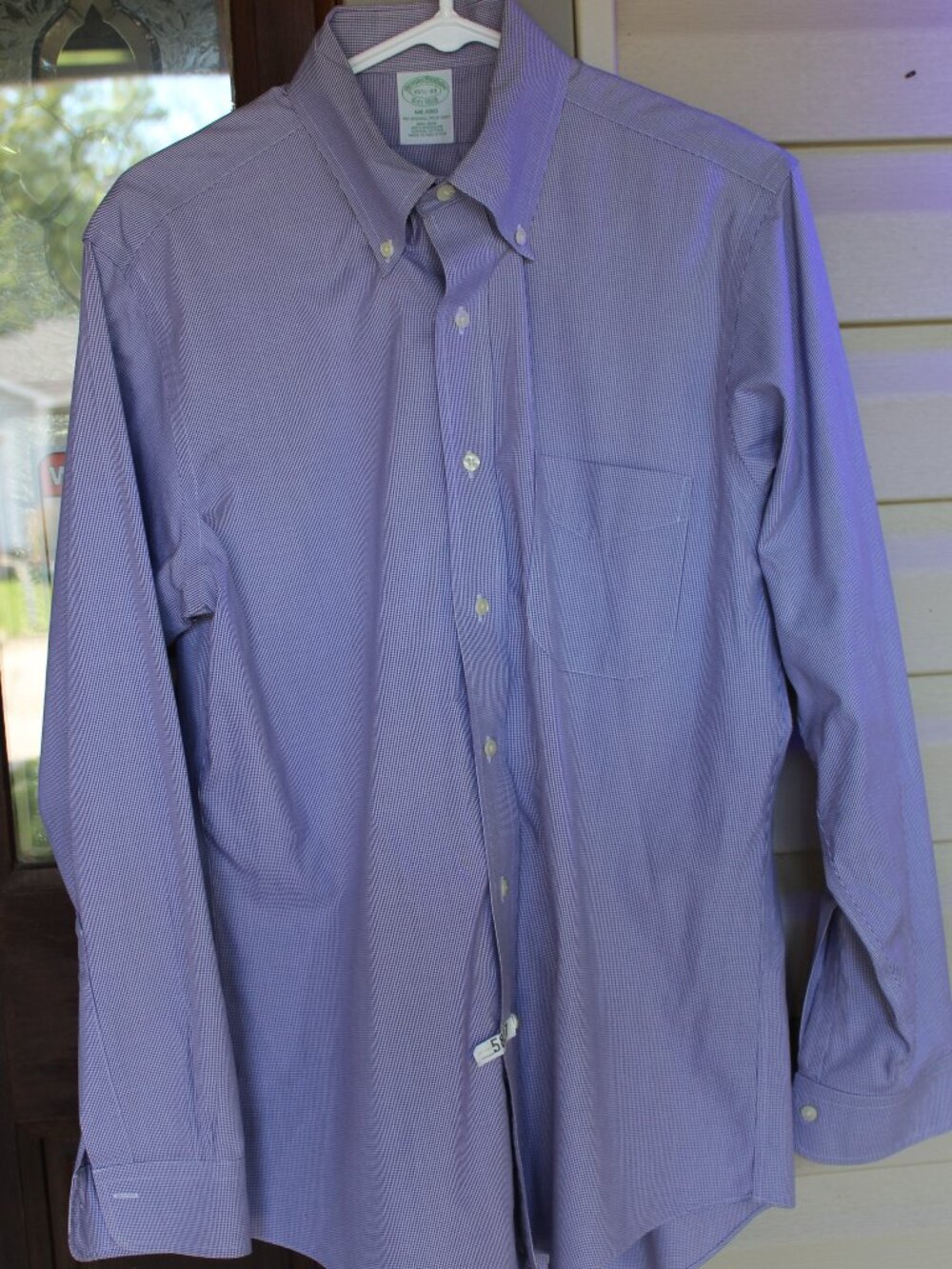 Brooks Brothers Long Sleeve Blue & White Check Shirt 15 1/2 33 Milano
